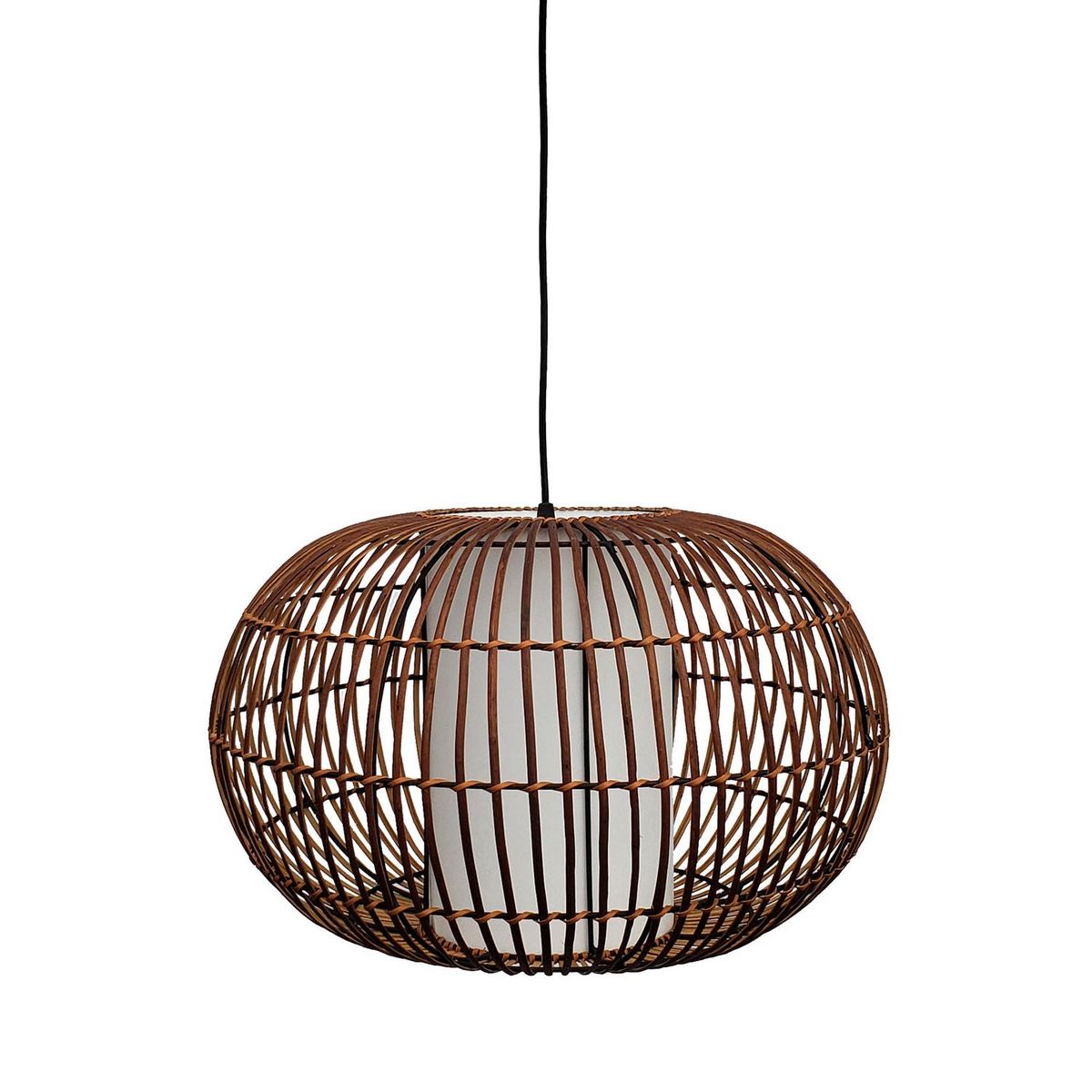 DECO MIMBRE - Lámpara Colgante Globo Mimbre Café