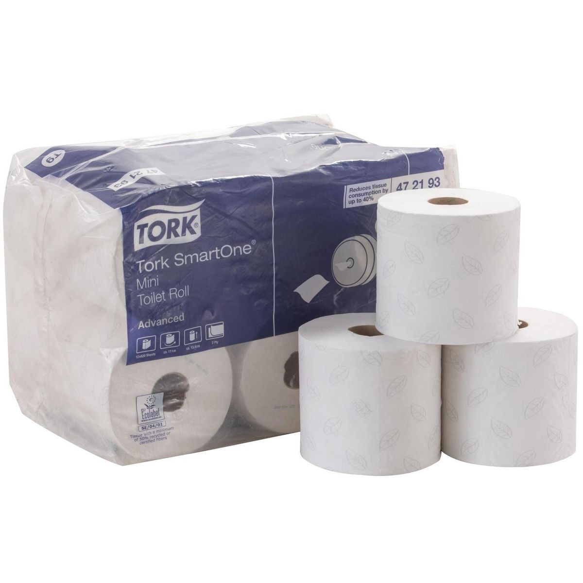 TORK - Papel Higiénico Premium Smart One Doble hoja 12 Rollos x 111.6 m