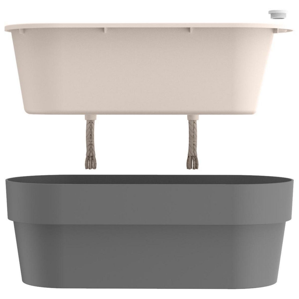 OU - Jardinera Autorregante de Plástico 29x11 cm Gris