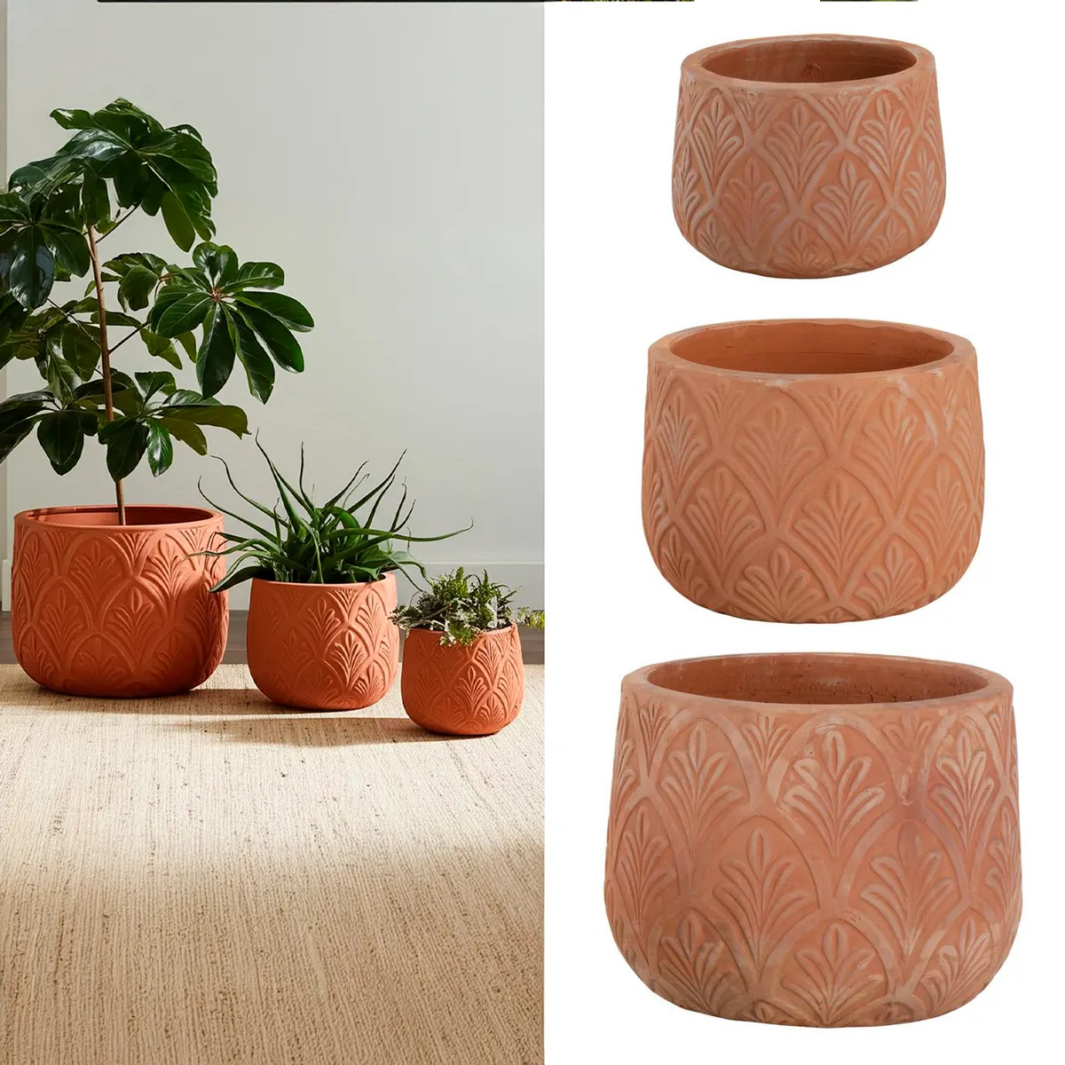 JUST HOME COLLECTION - Set 3 Maceteros de Arcilla Hanoi