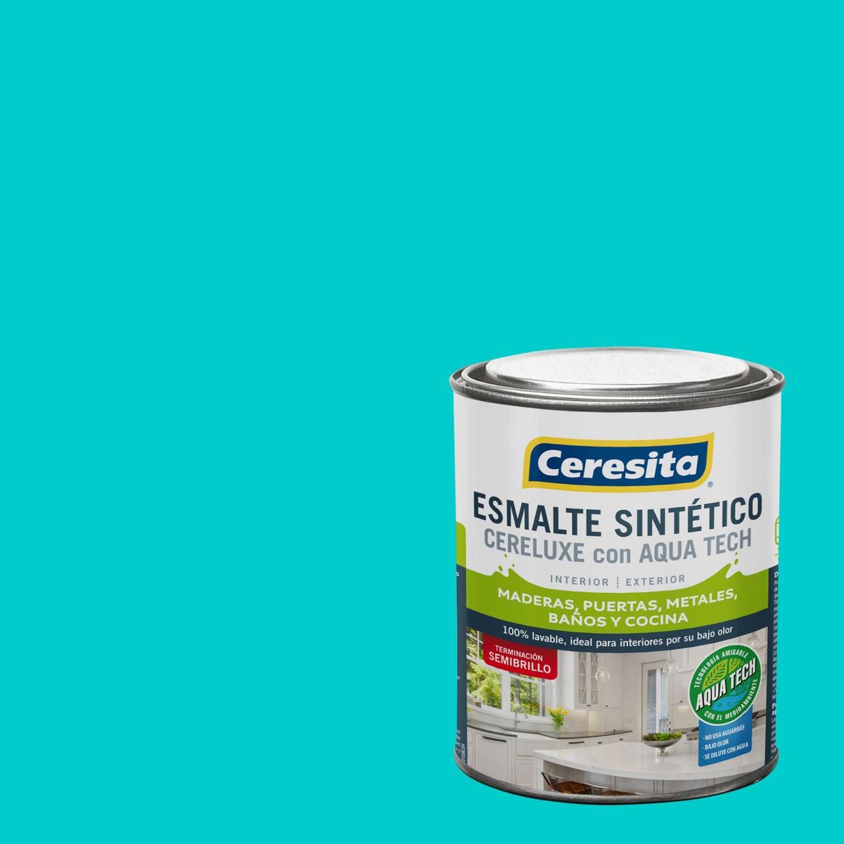 CERESITA - Esmalte Sintético Tarro 0.25 galón(es) Semibrillante Celeste Calipso 