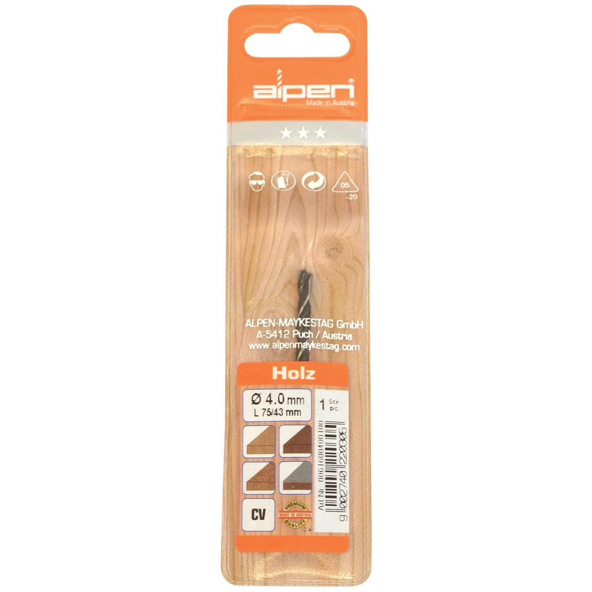 ALPEN - Broca para madera 4 mm