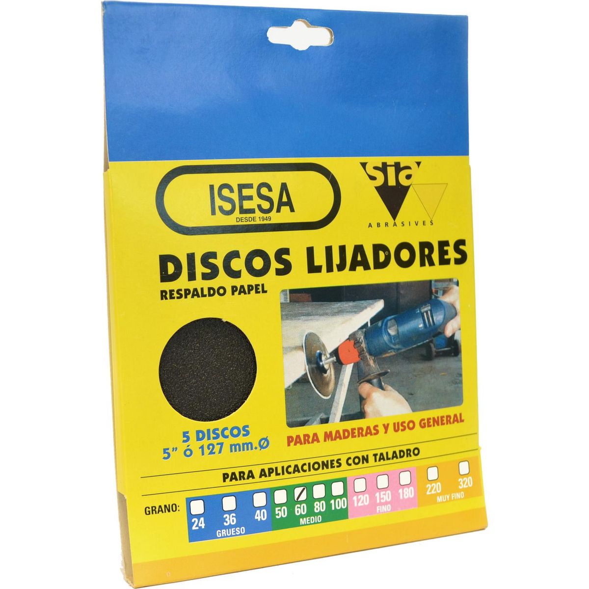 ISESA - Disco de lija grano 60 5 unidades