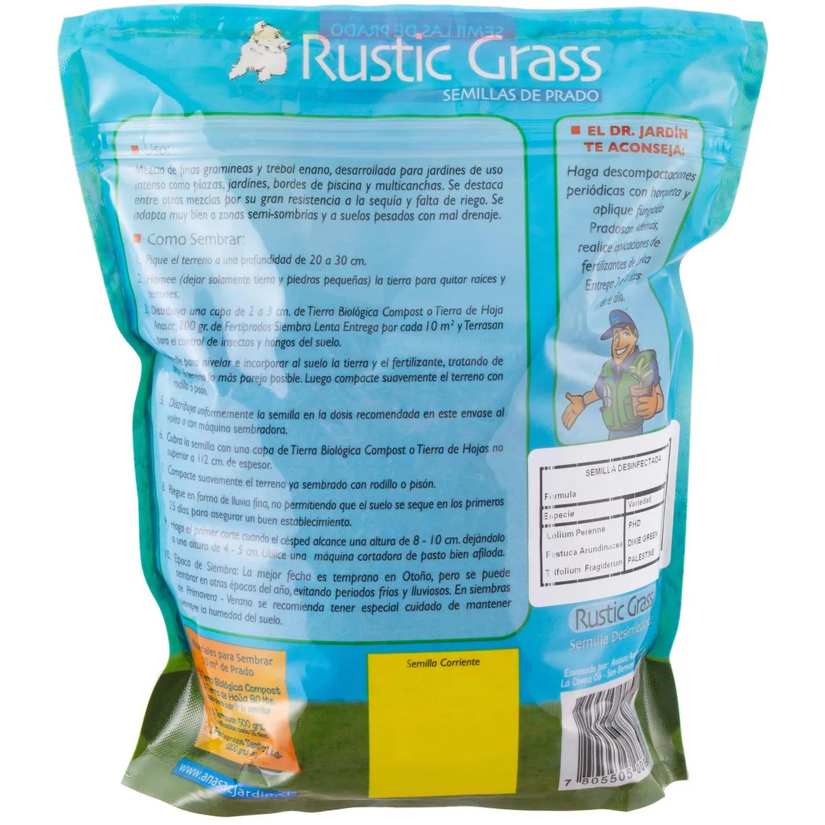 ANASAC - Semilla de Pasto Rustic Grass 1 kg Bolsa