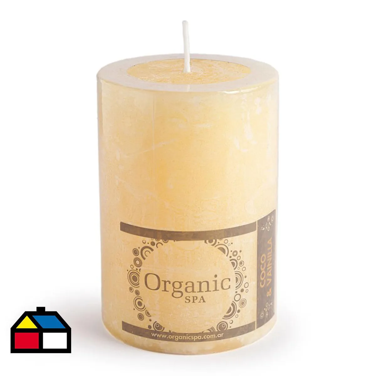 ORGANIC - Vela cilíndrica coco vainilla 6x10 cm amarillo
