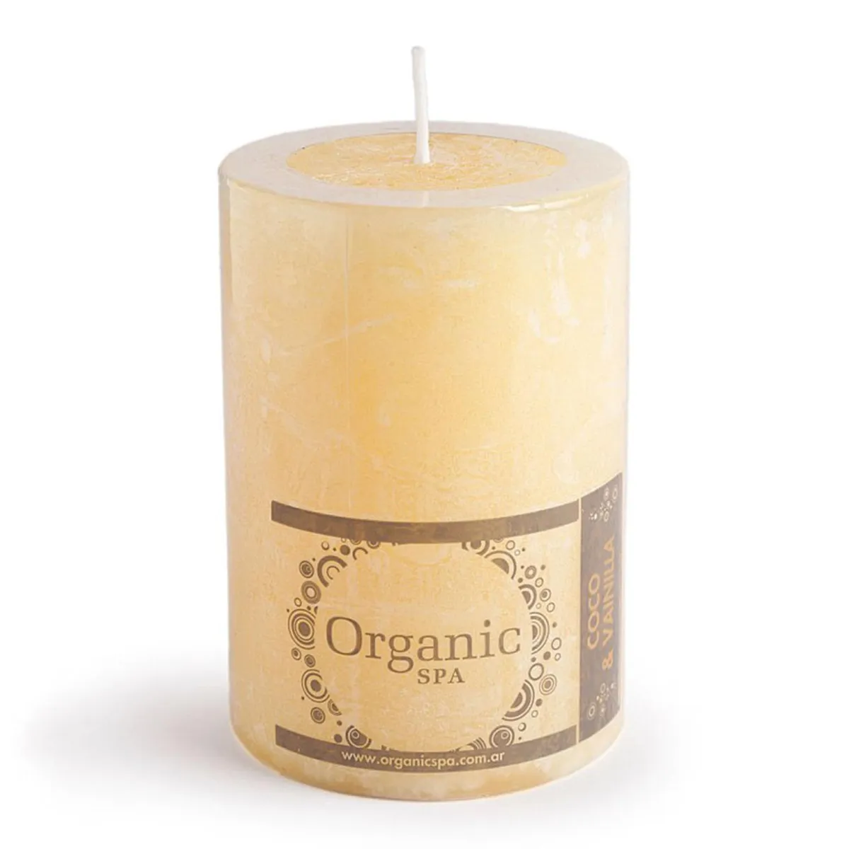 ORGANIC - Vela cilíndrica coco vainilla 6x10 cm amarillo