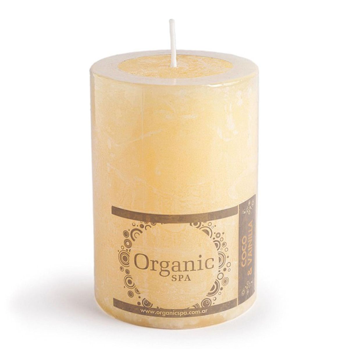 ORGANIC - Vela cilíndrica coco vainilla 6x10 cm amarillo