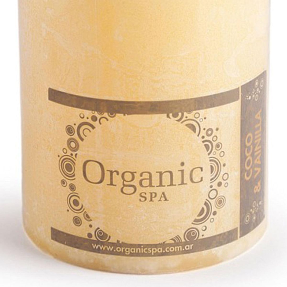 ORGANIC - Vela cilíndrica coco vainilla 6x10 cm amarillo