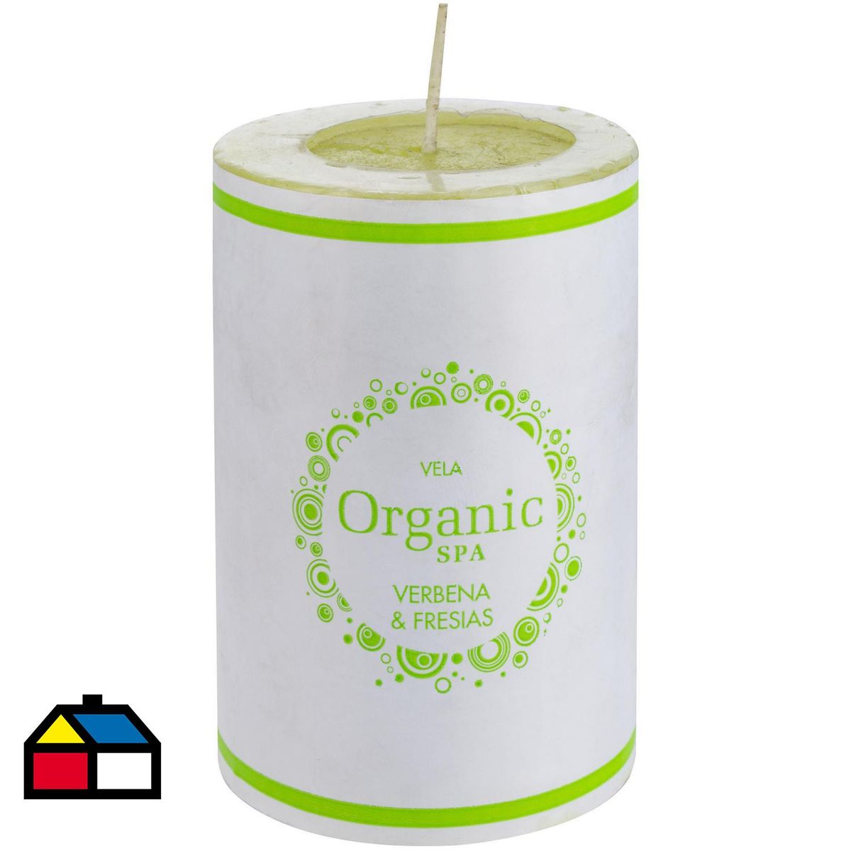 ORGANIC - Vela cilíndrica verbena fresias 6x10 cm verde claro