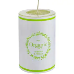 ORGANIC - Vela cilíndrica verbena fresias 6x10 cm verde claro