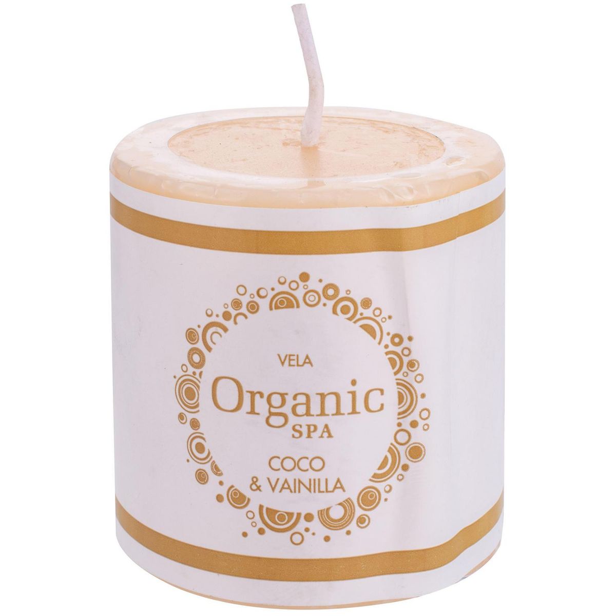 ORGANIC - Vela cilíndrica coco vainilla 6x6 cm amarillo