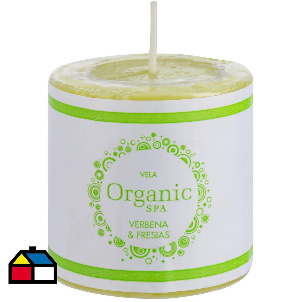 ORGANIC - Vela cilíndrica verbena fresias 6x6 cm verde claro