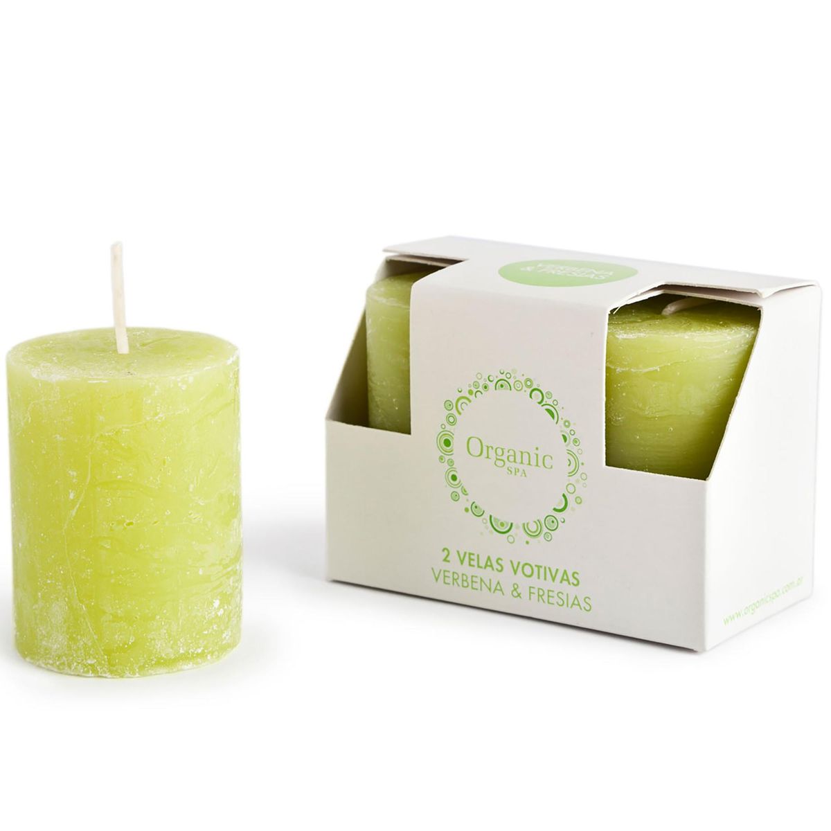 ORGANIC - Set de velas verbena fresias 2 unidades verde claro