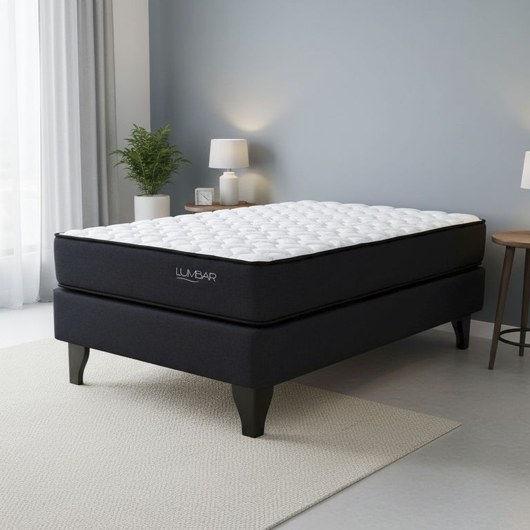 Box 1.5 plazas Europea Lumbar Negro
