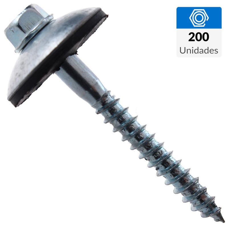 FIXSER - Tornillo Techo Cabeza Hexagonal Madera 2 " 12 mm 200 Unidades