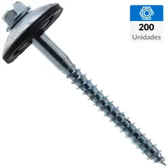 FIXSER - Tornillo Techo Cabeza Hexagonal Madera 2-1/2 " 12 mm 200 Unidades