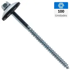 FIXSER - Tornillo Techo Cabeza Hexagonal Madera 3-1/2 " 12 mm 100 Unidades