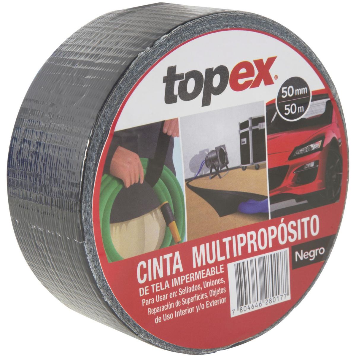 ALTE - Cinta de tela 50 mm 50 m negro