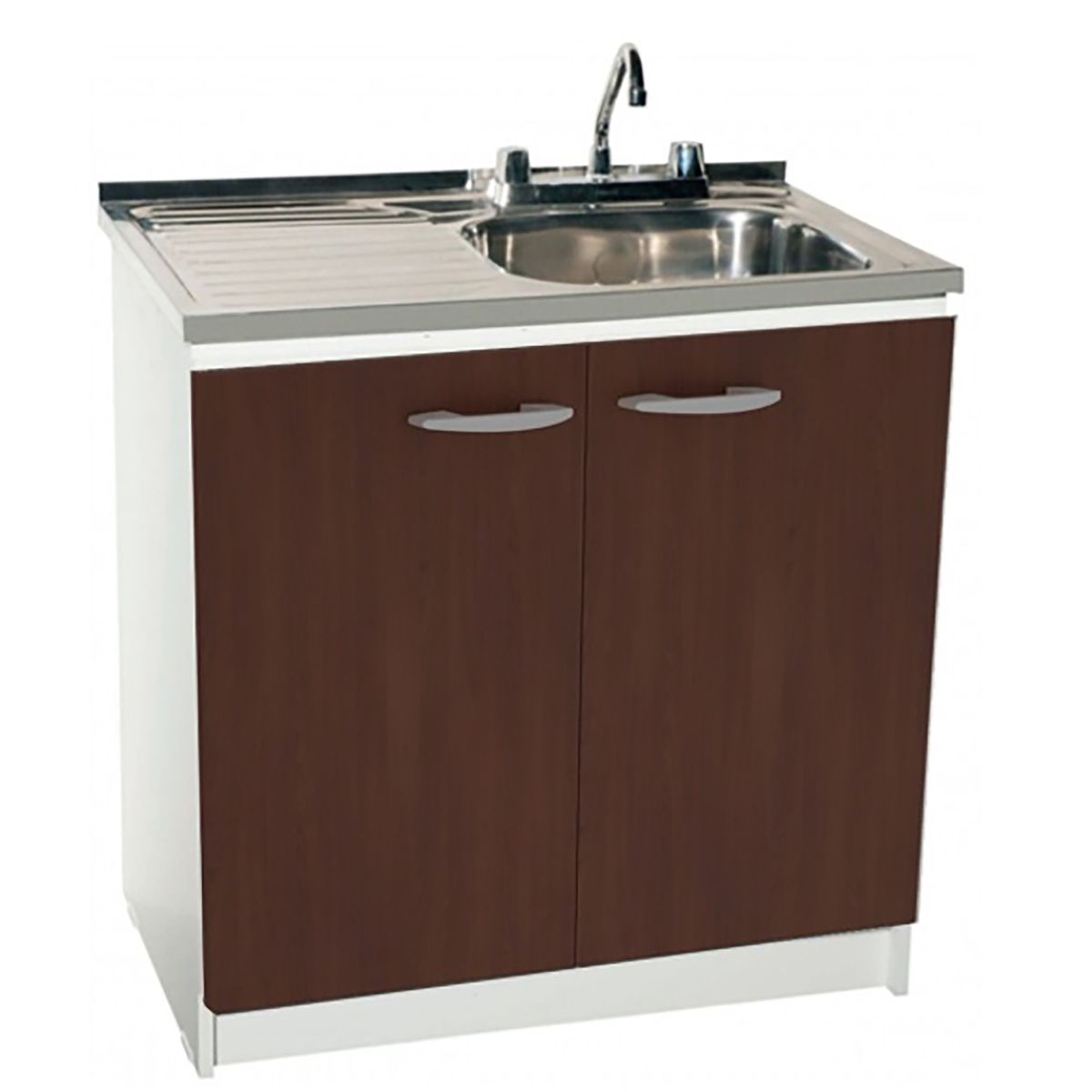 TEBISA - Kit Mueble Para Lavaplatos Izquierdo Chocolate 80 cm/Grifería