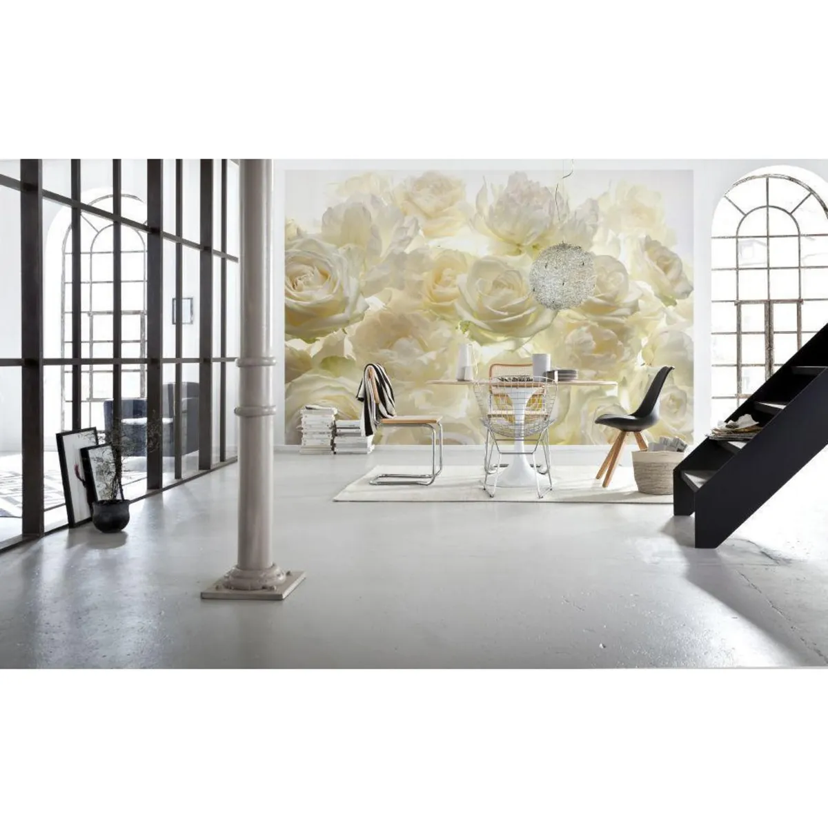 KOMAR - Papel Fotomural Rosas Blancas 9,12 m2