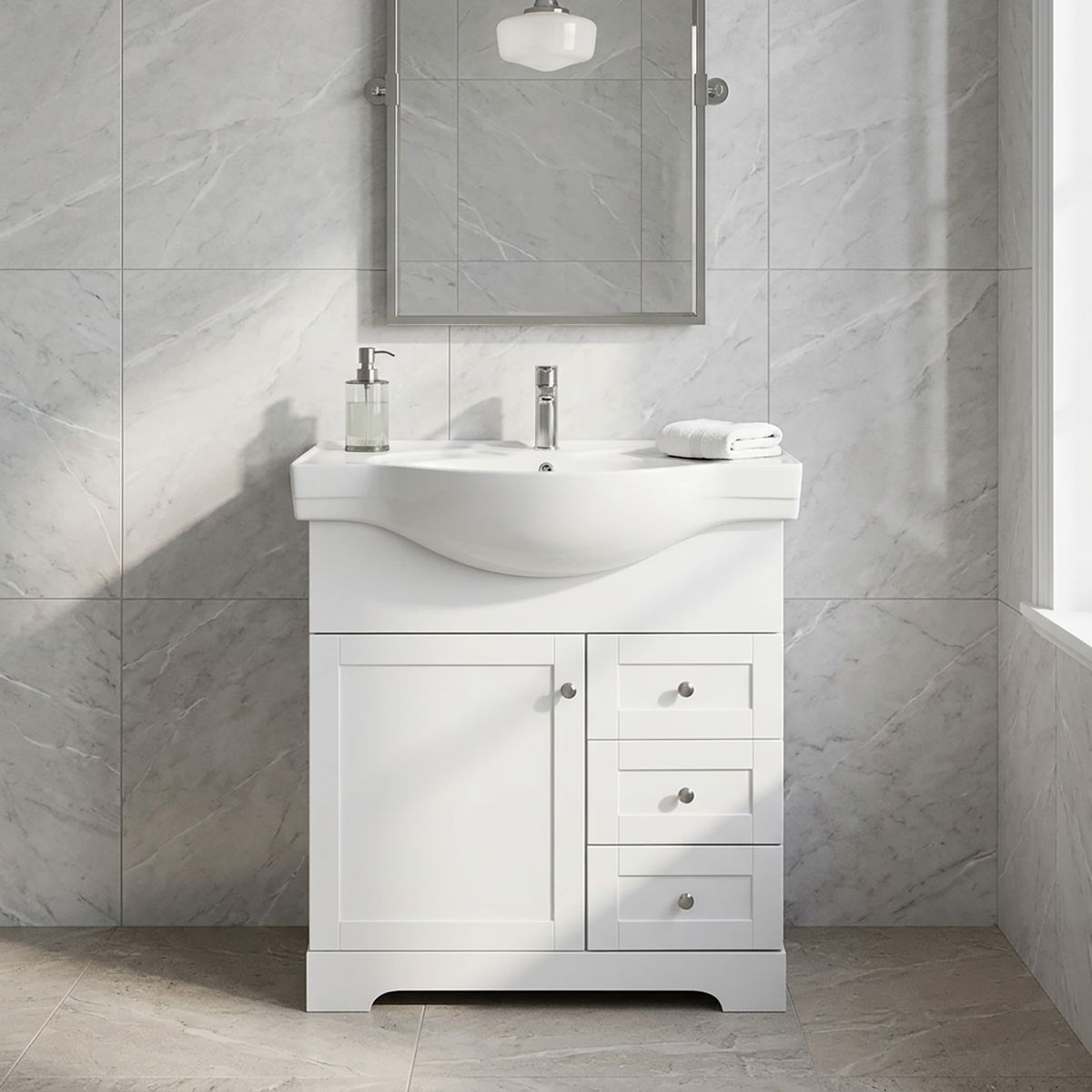 SENSI DACQUA - Kit Mueble Vanitorio Napoles 45x91x80 cm blanco