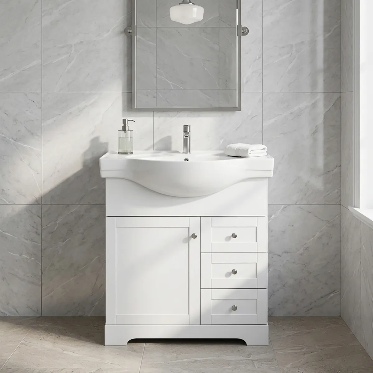 SENSI DACQUA - Kit Mueble Vanitorio Napoles 45x91x80 cm blanco