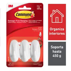 COMMAND - Ganchos pequeños Ovalado blanco 3 unidades