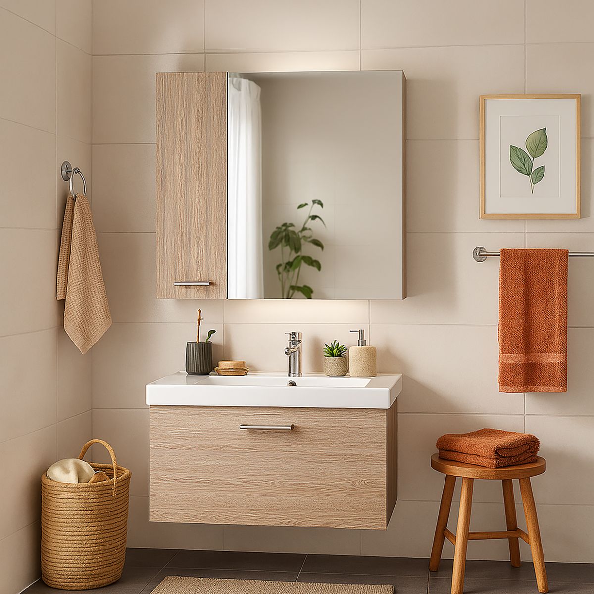 TUHOME - Botiquín para baño Melamina 60x60x14,9cm