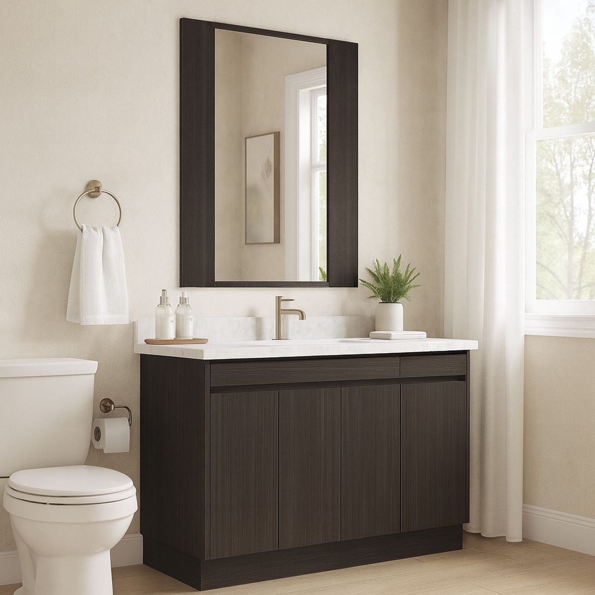 TUHOME - Espejo Baño Forma Rectangular 45x60 cm Negro Madrid