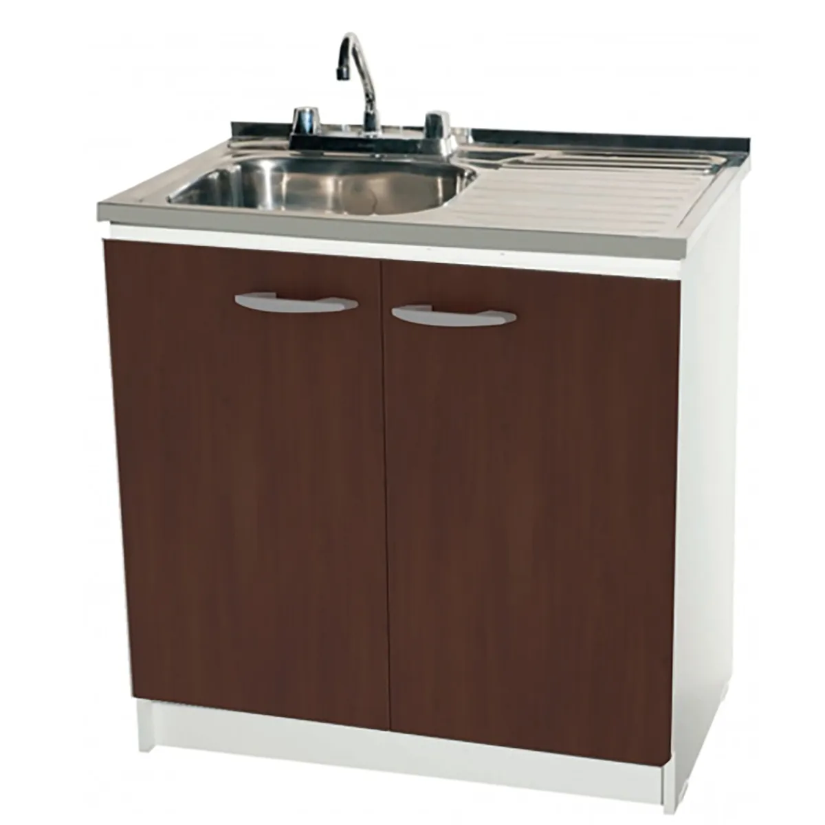 TEBISA - Kit Mueble Para Lavaplatos Derecho Chocolate 100 cm/Grifería