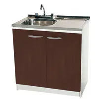 Kit Mueble Para Lavaplatos Derecho Chocolate 100 cm/Grifería