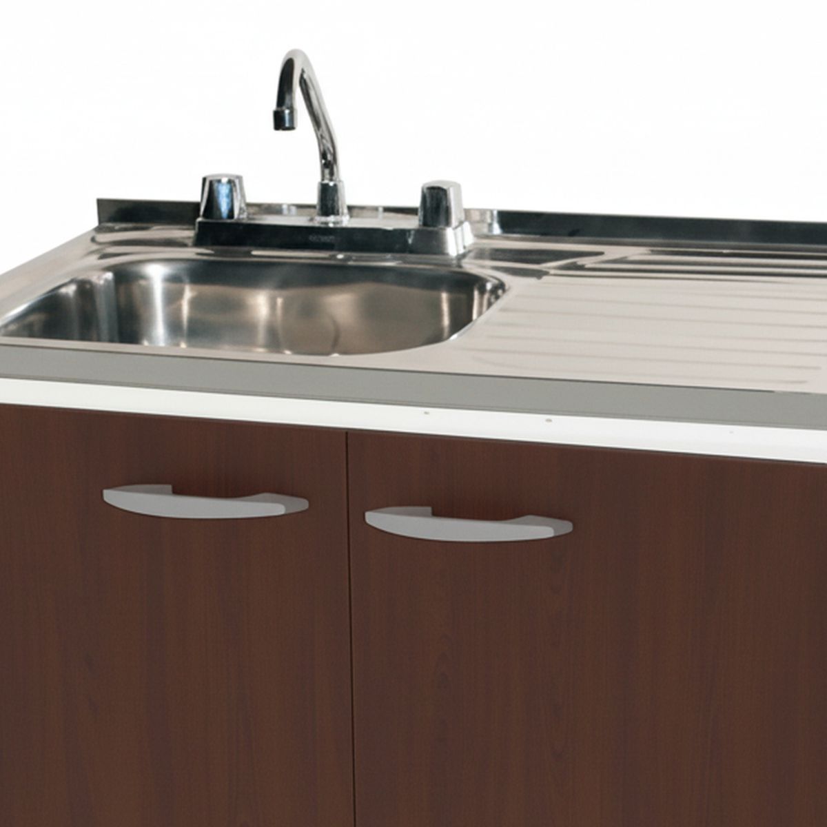 TEBISA - Kit Mueble Para Lavaplatos Derecho Chocolate 100 cm/Grifería