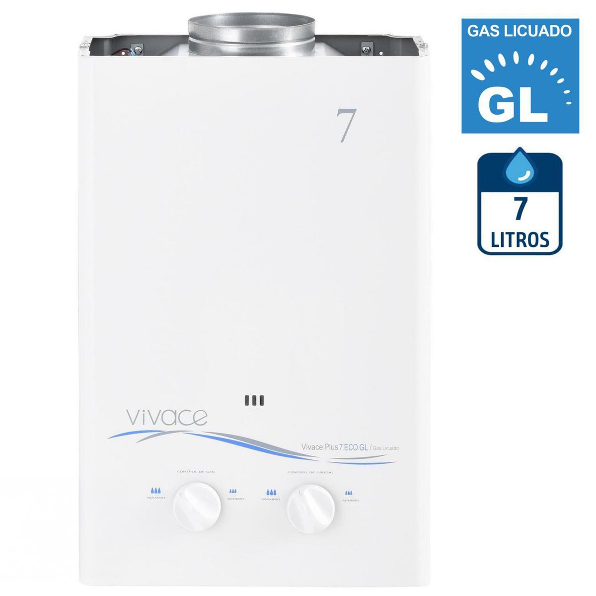 VIVACE - Calefont Gas Licuado 7 Litros Tiro Natural