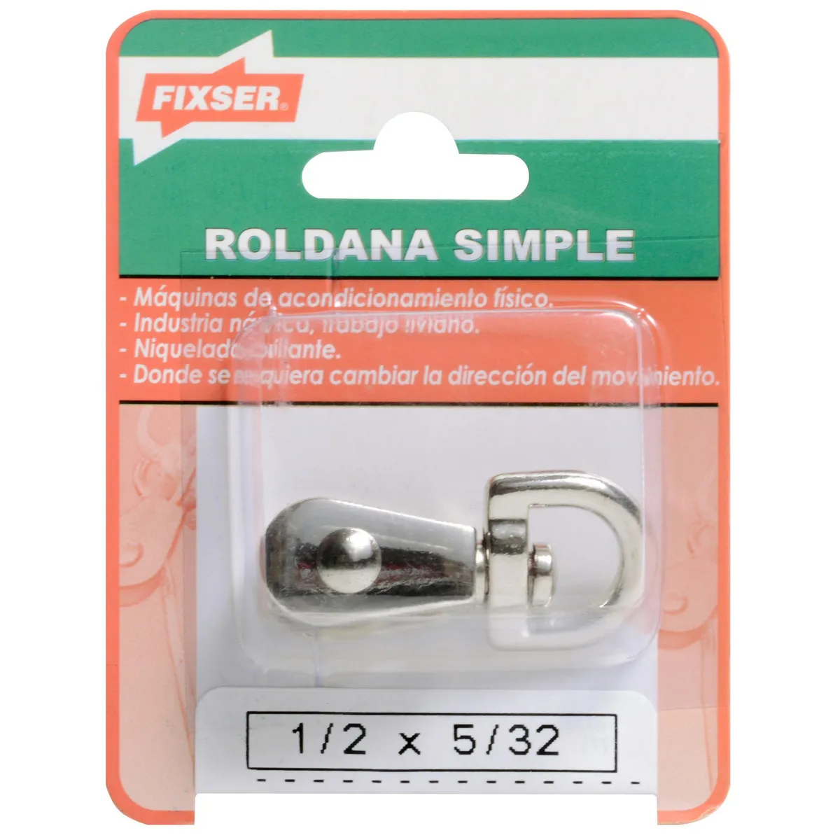 FIXSER - Roldana simple 1/2 pulgadas Cromado