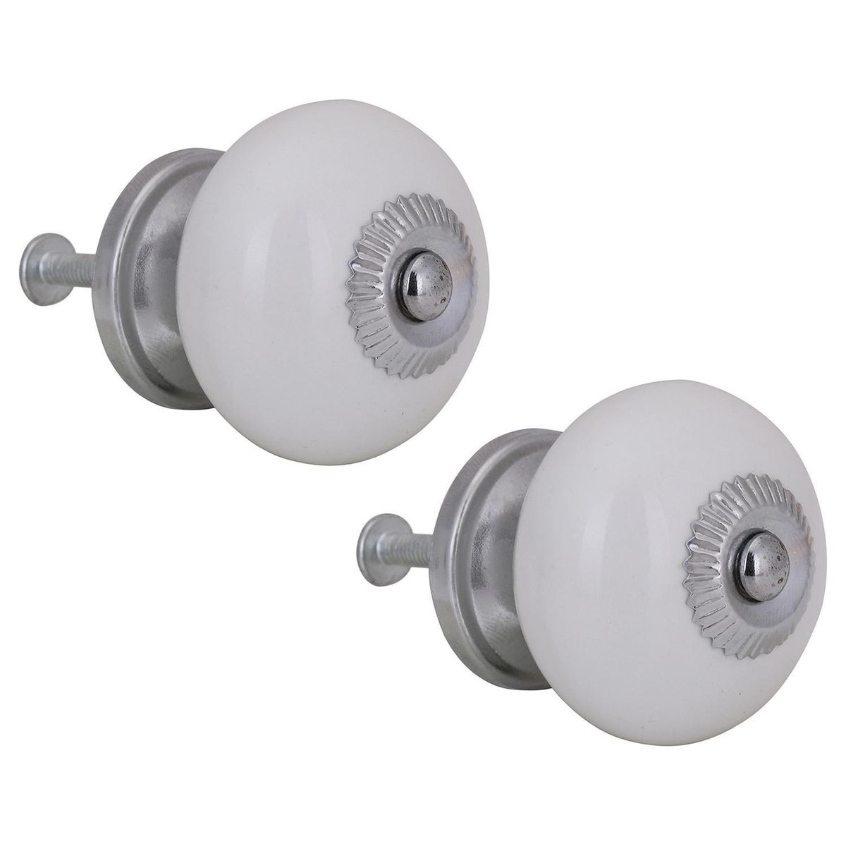 FIXSER - Set de perillas porcelana 40 mm 2 unidades blanco
