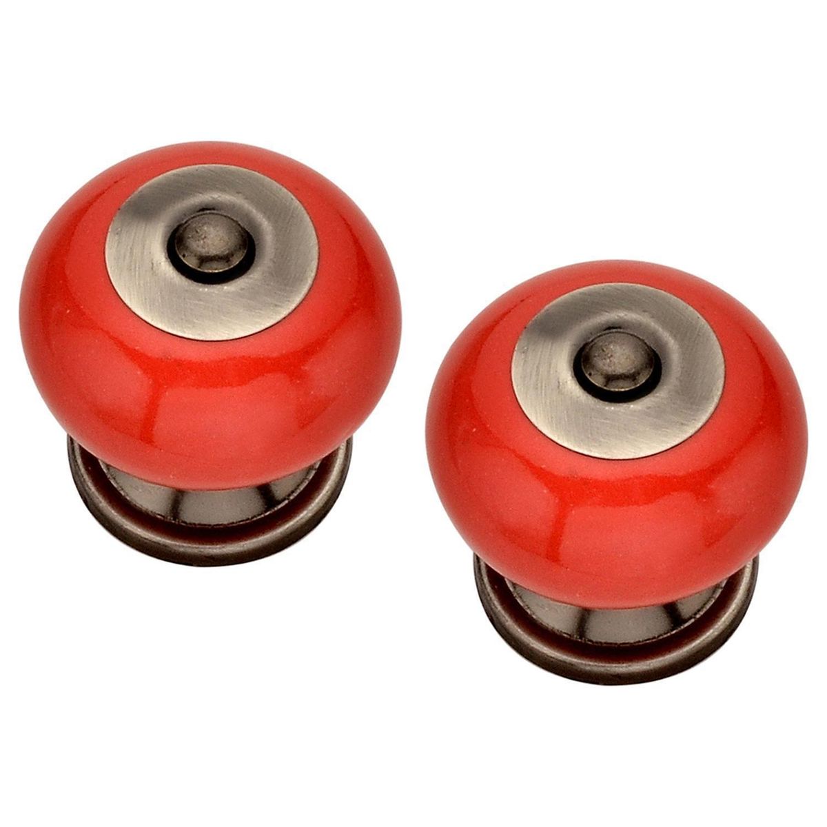 FIXSER - Set de perillas porcelana 40 mm 2 unidades rojo
