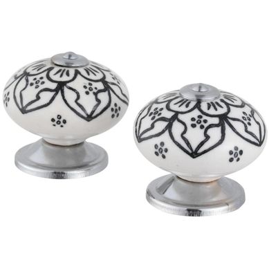 Set de perillas porcelana 40 mm 2 unidades negro