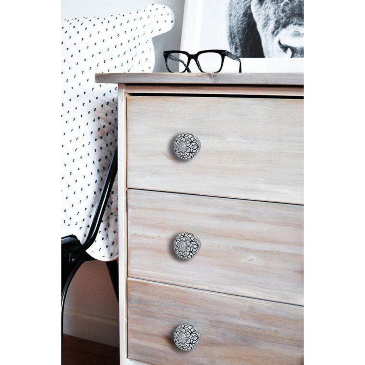 FIXSER - Set de perillas porcelana 40 mm 2 unidades negro