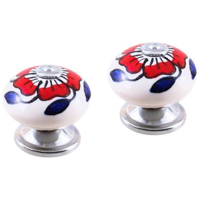 Set de perillas porcelana 40 mm 2 unidades rojo