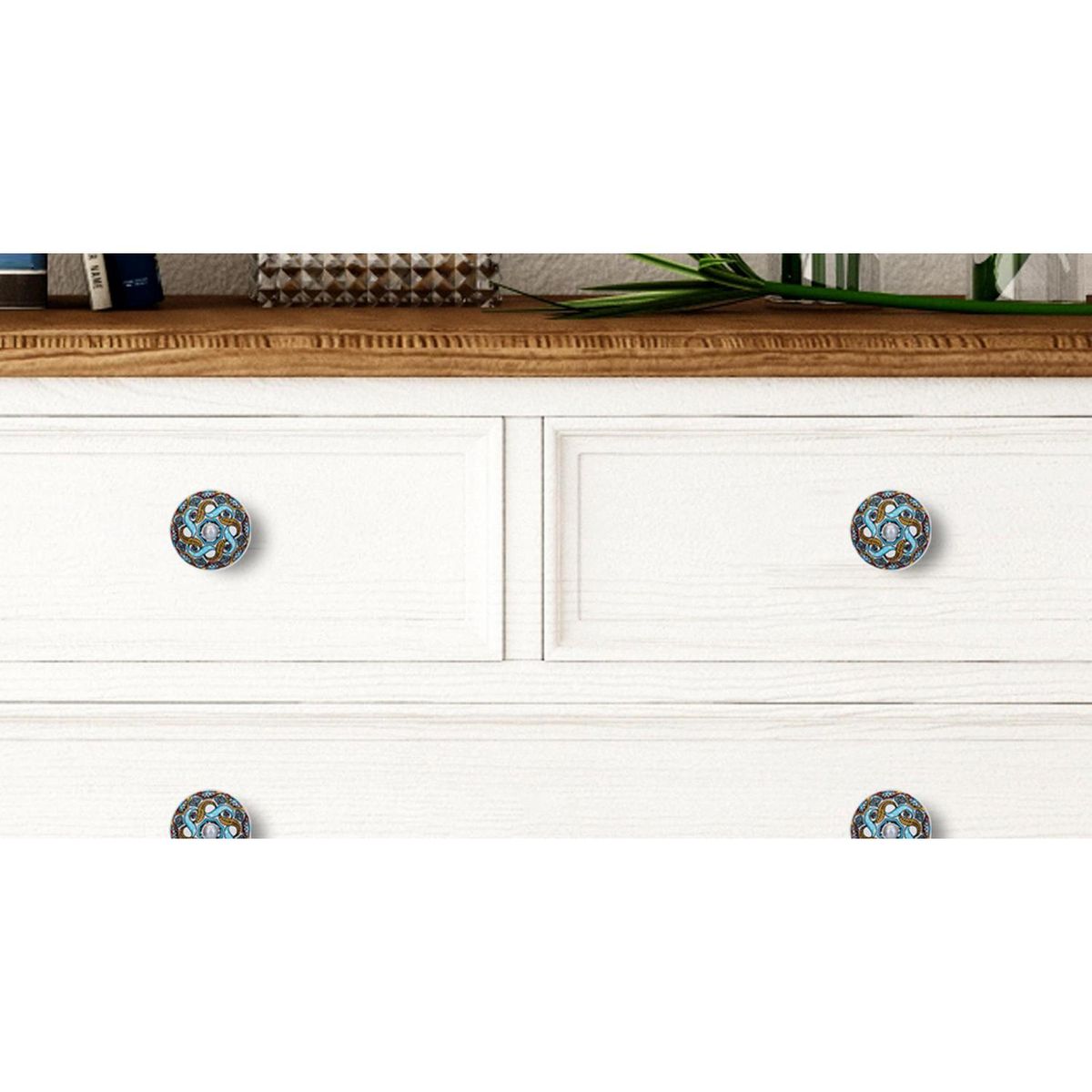 FIXSER - Set de perillas porcelana redonda lazo 2 unidades