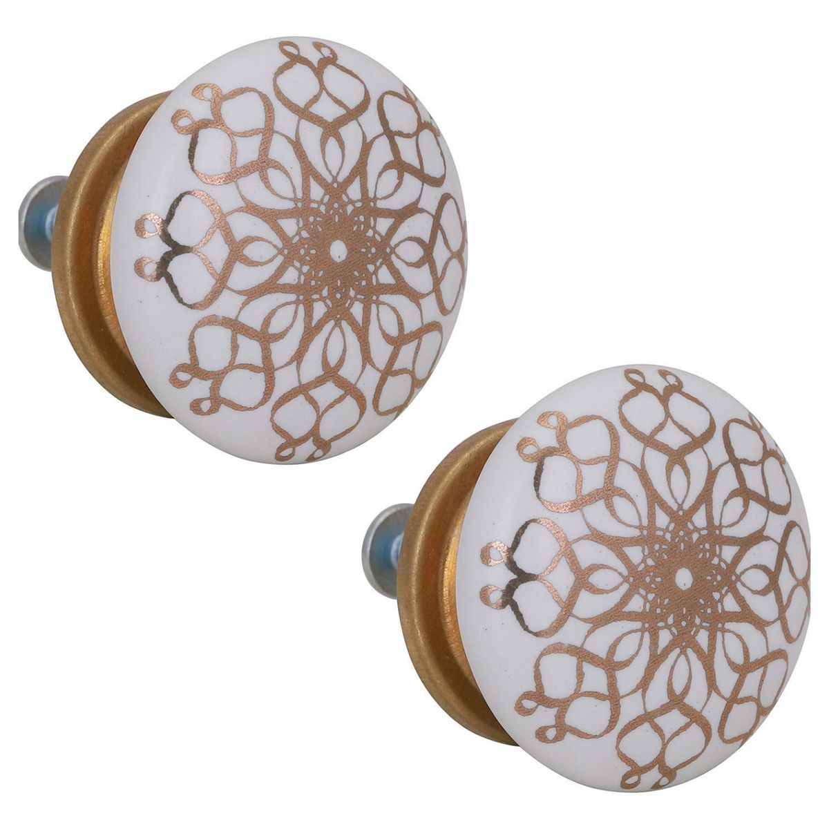FIXSER - Set de perillas porcelana arabesco 2 unidades