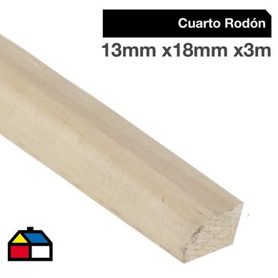 Moldura 1/4 Rodn Madera Pino amarillo 13 mm 18x3 m