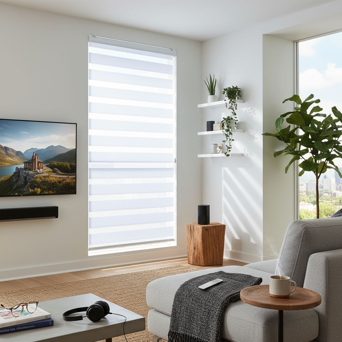 JUST HOME COLLECTION - Cortina Roller Dúo Black Out Blanco