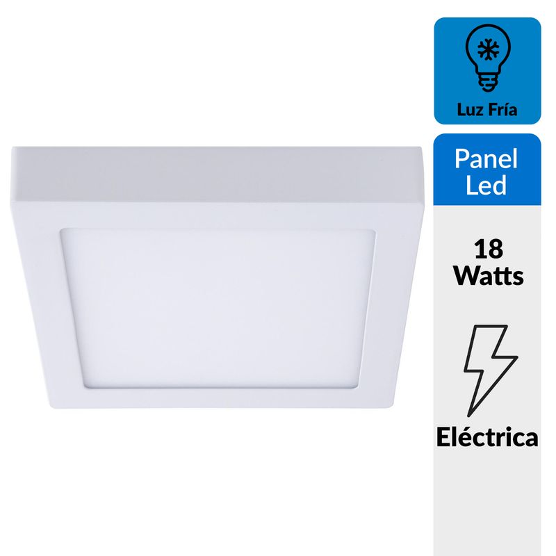 BP ILUMINACION - Panel LED cuadrado 22,5 cm 18 W luz fría