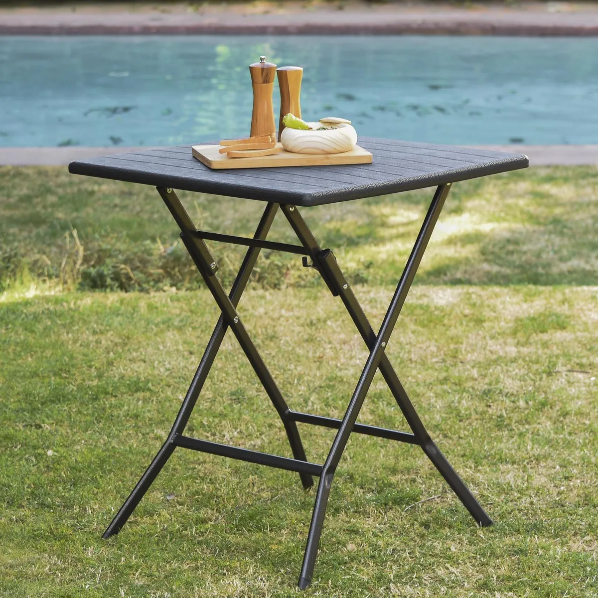 JUST HOME COLLECTION - Mesa Plegable Cuadrada 61.5 cm Negro