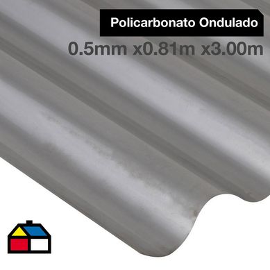 0.5mmx0.81mx3.00m Policarbonato Ondulado / Gris