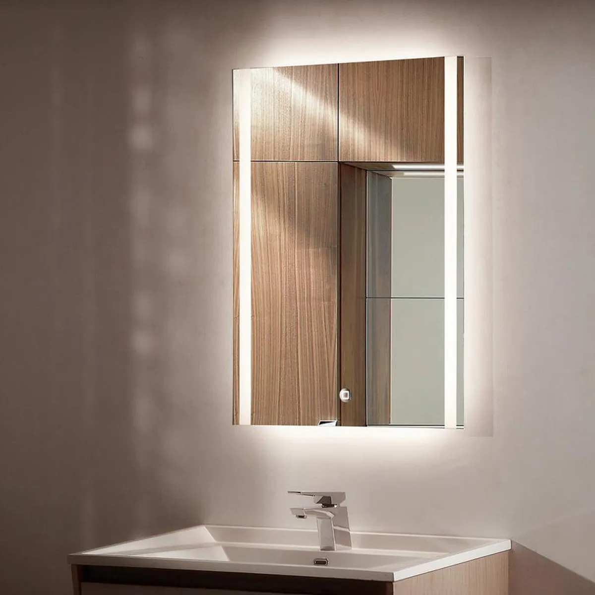 SENSI DACQUA - Espejo Berlin con luz reloj y desemp 60X80 cm