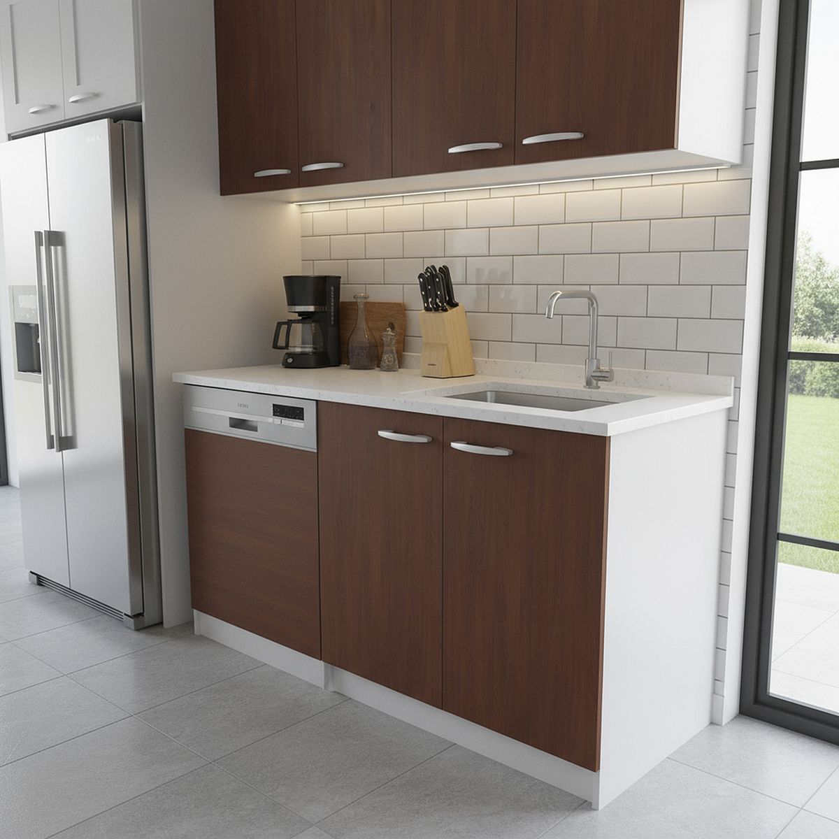 TEBISA - Base lavaplato 120 cm blanco/chocolate