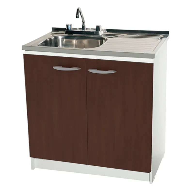 Kit Mueble Para Lavaplatos Derecho Chocolate 80 cm/Grifería