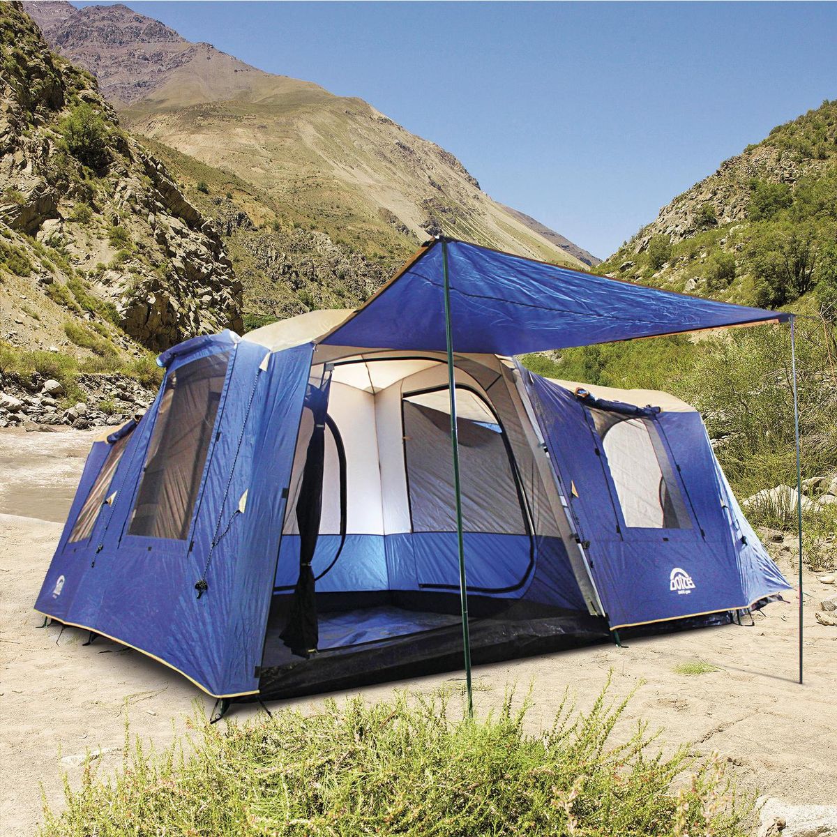 DOITE - Carpa Camping Sunvalley 10 Personas Azul/Dorada